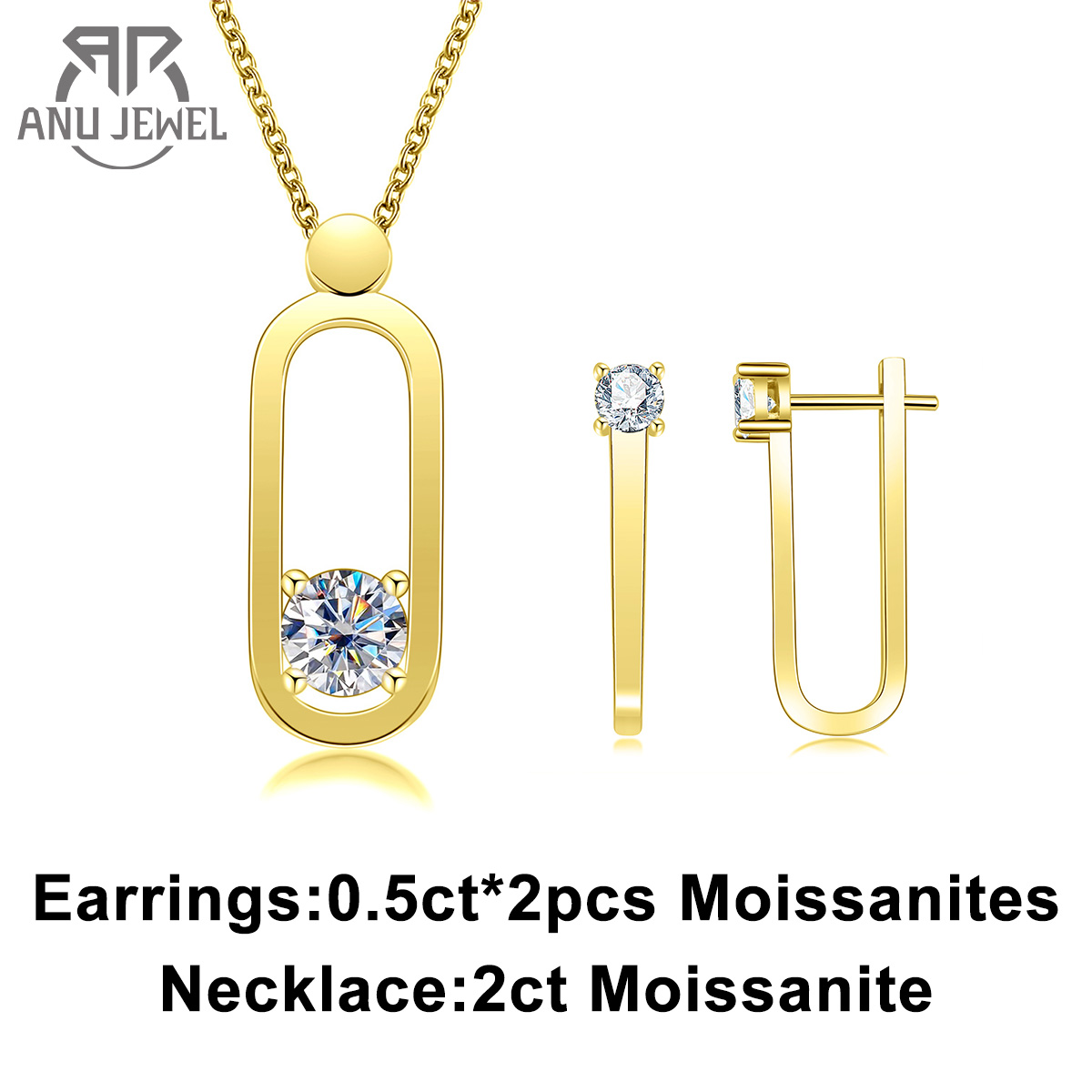 Ansi Chain - AnuJewel 2ct D couleur Moissanite broche