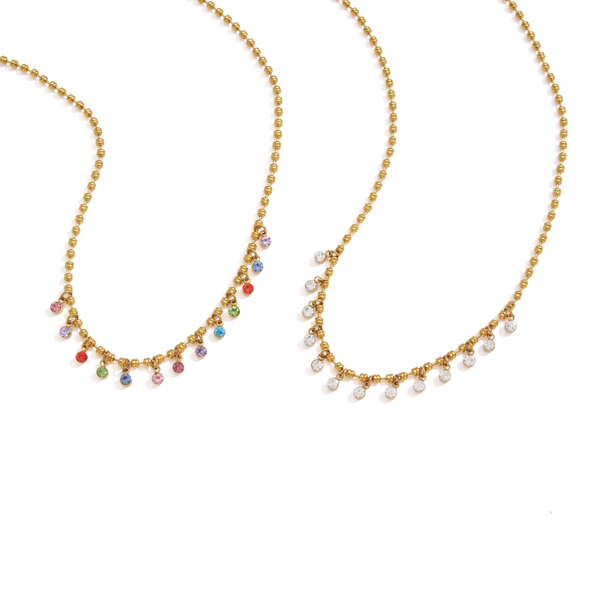 Steel Chain - Collier Pendentif en Zircon Coloré Délicat
