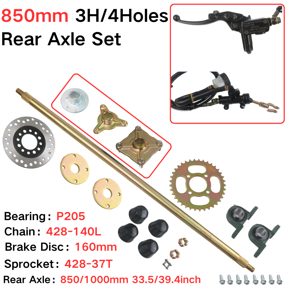 Sprocket Chain - Ensemble complet d'essieu arrière 850 mm