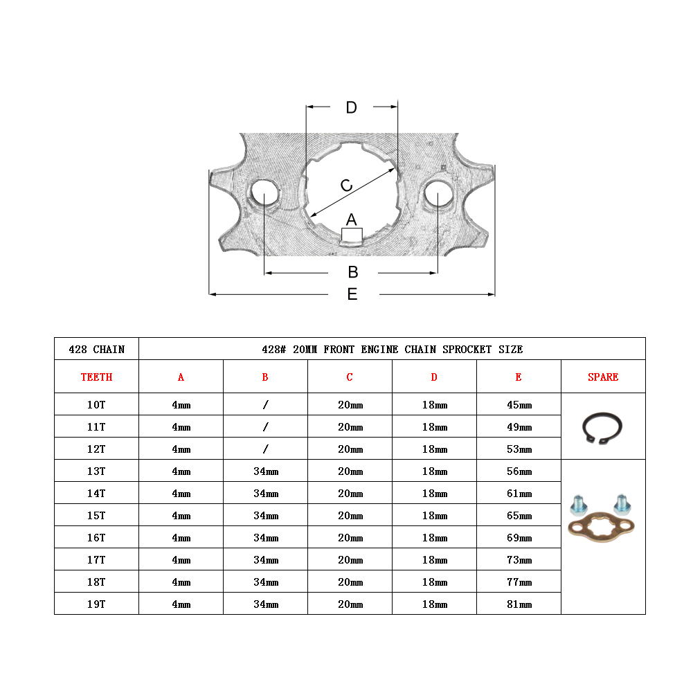 Pignon de moteur avant 17 20mm - 428 Chain avis et prix