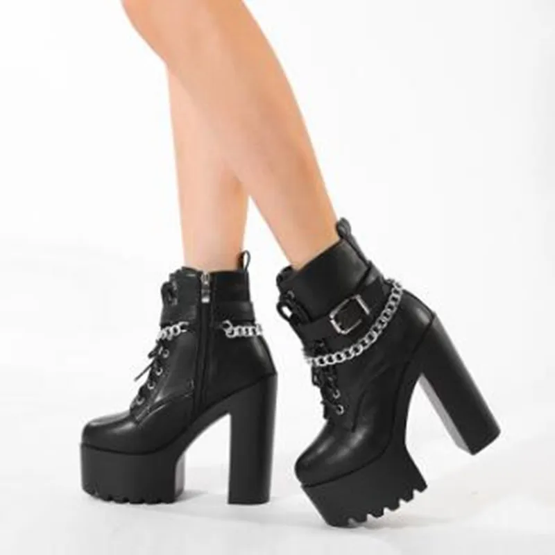 Bottes gothiques en cuir à pla - Motorcycle Chain avis et prix
